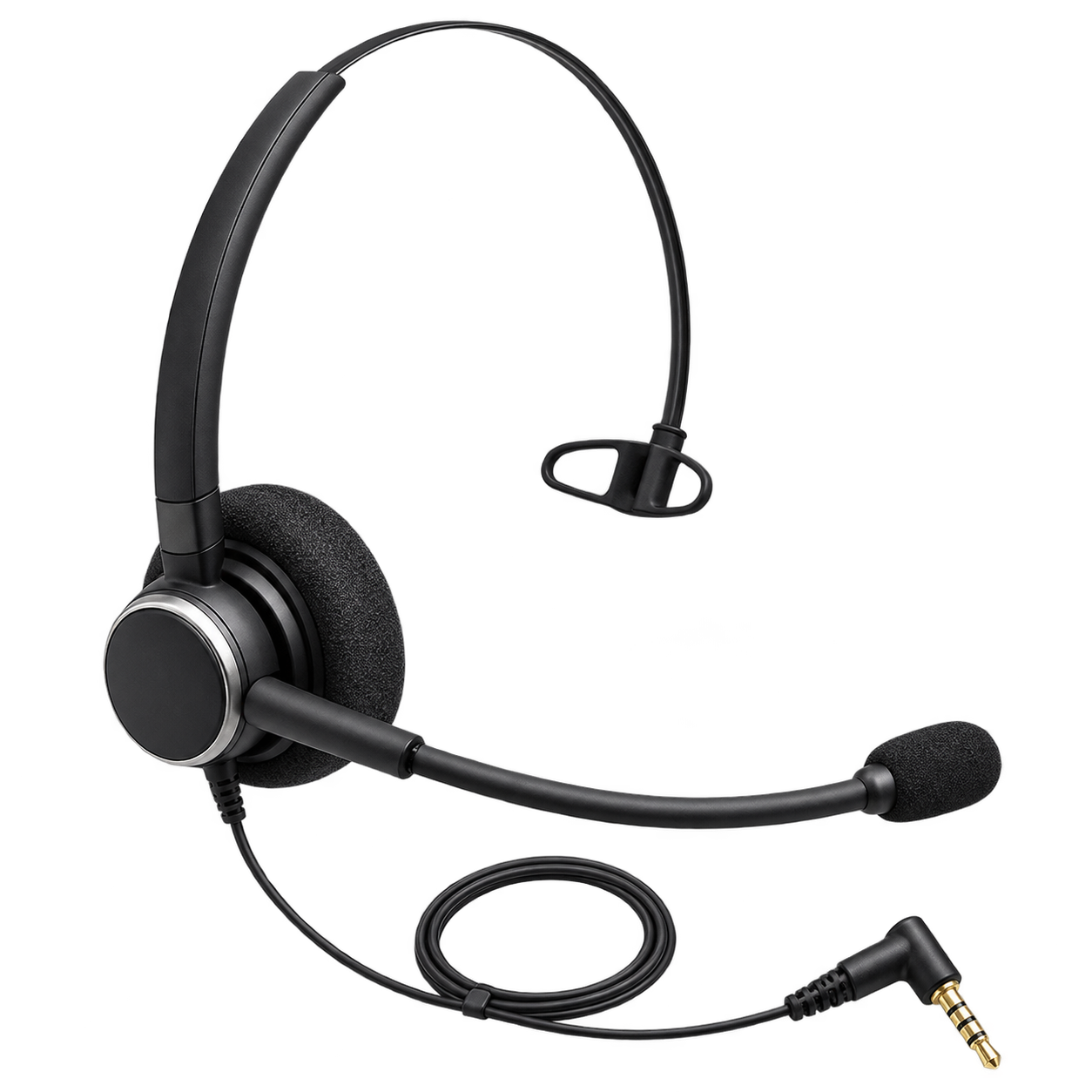 Căști profesionale mono cu microfon braț flexibil (HSB-02SA) – Jack 3.5mm
