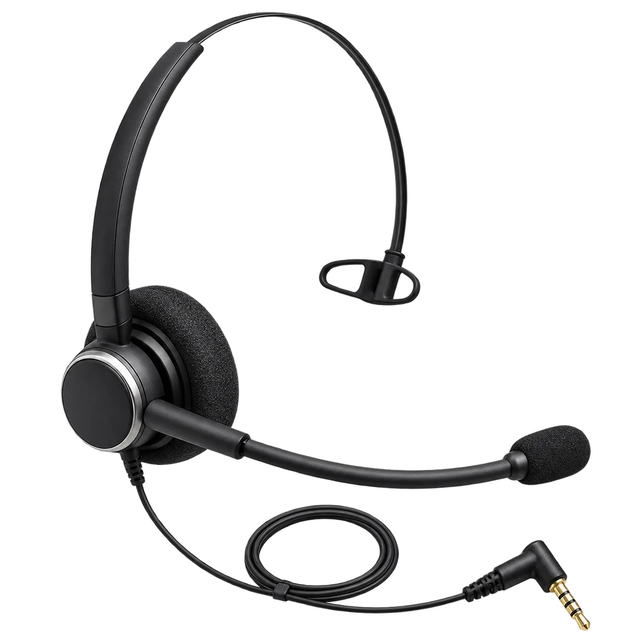 Căști profesionale mono cu microfon braț flexibil (HSB-02SA) – Jack 3.5mm
